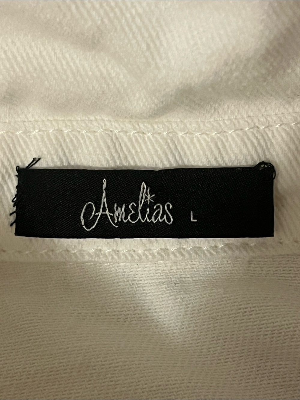 Boutique White Distressed Raw Hem Button-Up Lightweight Denim Jacket, Large - Picture 4 of 9